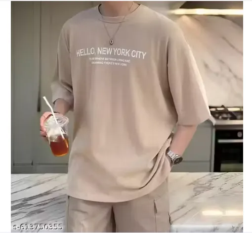 Men's Typography Printed Round Neck T-shirt (S)